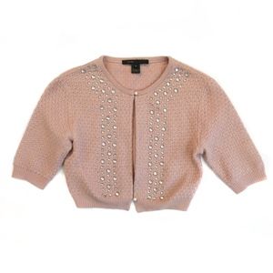 Marc Jacobs Pink Wool Cropped Rhinestone Sweater
